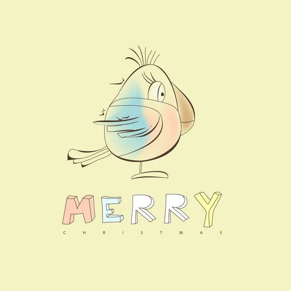Christmas card with bird — Stock Vector