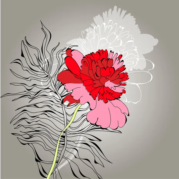 Φόντο με κόκκινο λουλούδι — Διανυσματικό Αρχείο