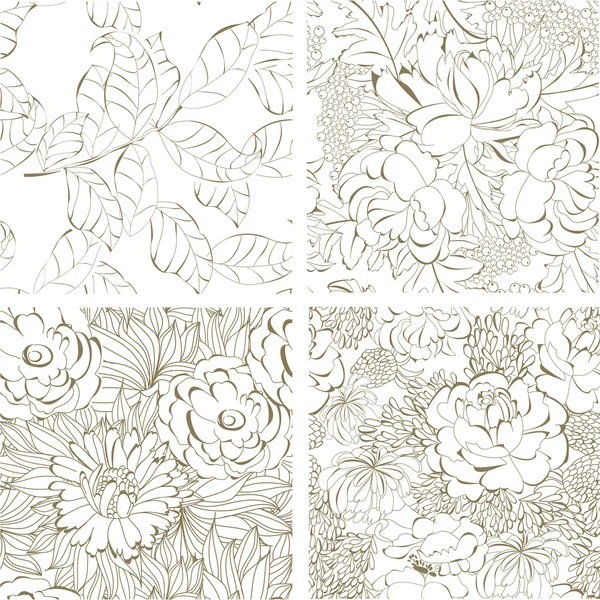 Conjunto de fondo floral sin costuras — Archivo Imágenes Vectoriales