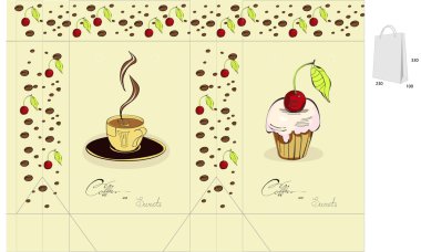 Coffee and sweets. Template for bag clipart