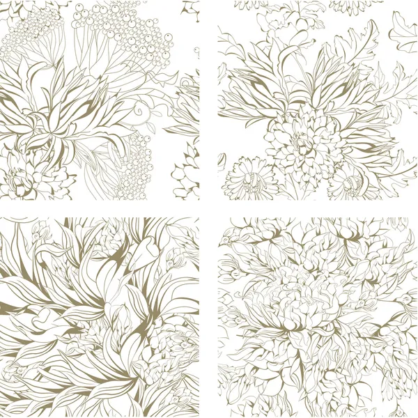 Uppsättning Sömlösa Blommiga Tapeter — Stock vektor