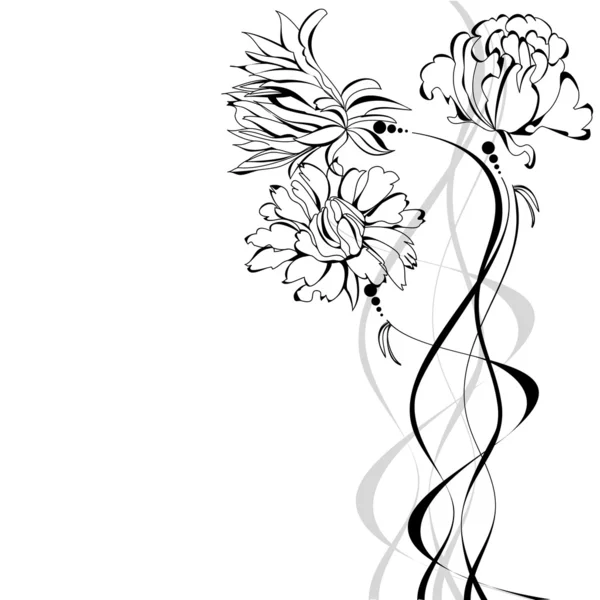 Skizze Mit Blumen — Stockvektor