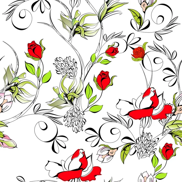 Motif Floral Sans Couture — Image vectorielle
