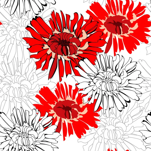 Seamless Pattern Peony Flowers — Stock Vector