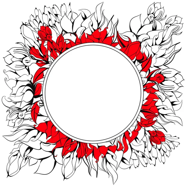 Round frame with floral element — Stockvector