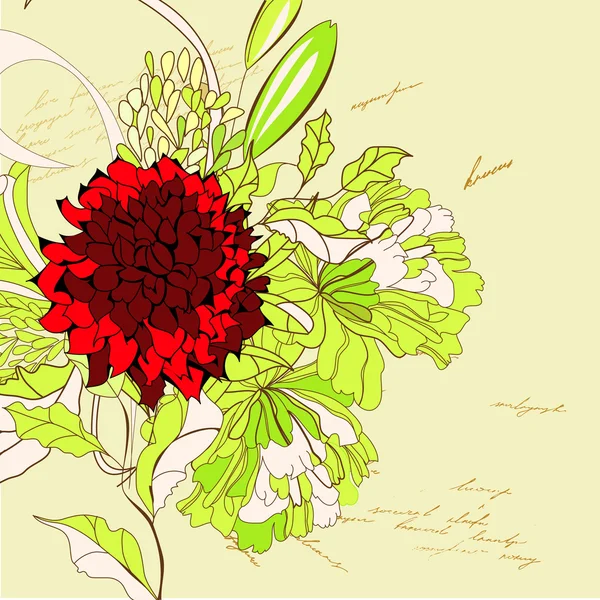 Cartão Primavera Com Flores Coloridas —  Vetores de Stock