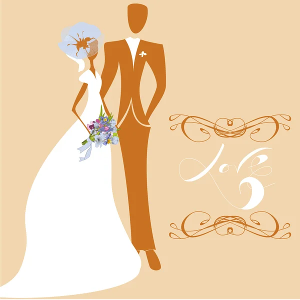 Carte de mariage avec inscription LOVE — Image vectorielle