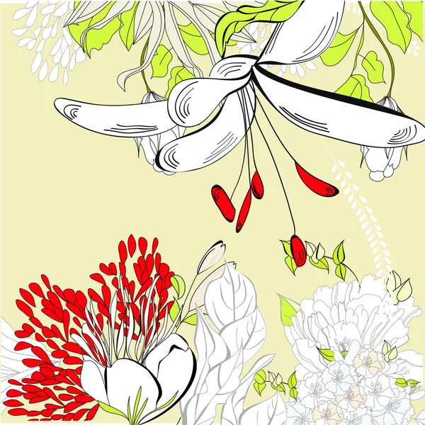 Tarjeta floral de primavera — Vector de stock