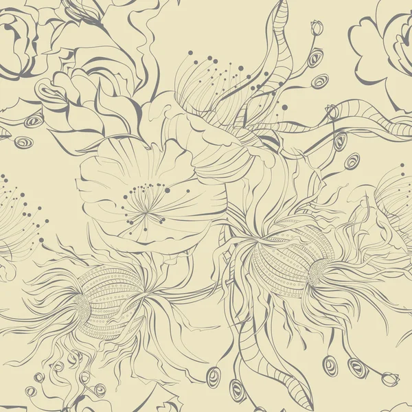 Papier peint sans couture avec des fleurs originales — Image vectorielle