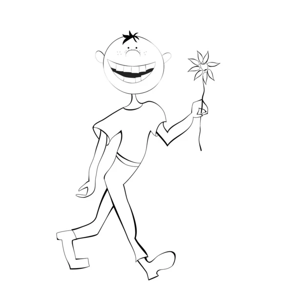 Garçon heureux avec fleur — Image vectorielle