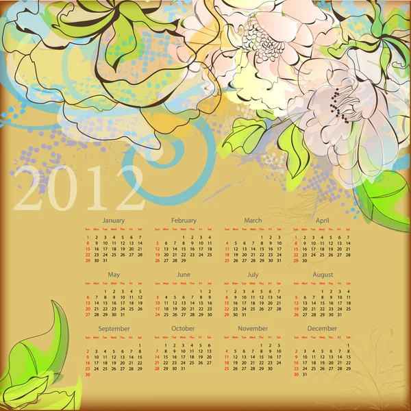 Calendário decorativo para 2012 —  Vetores de Stock