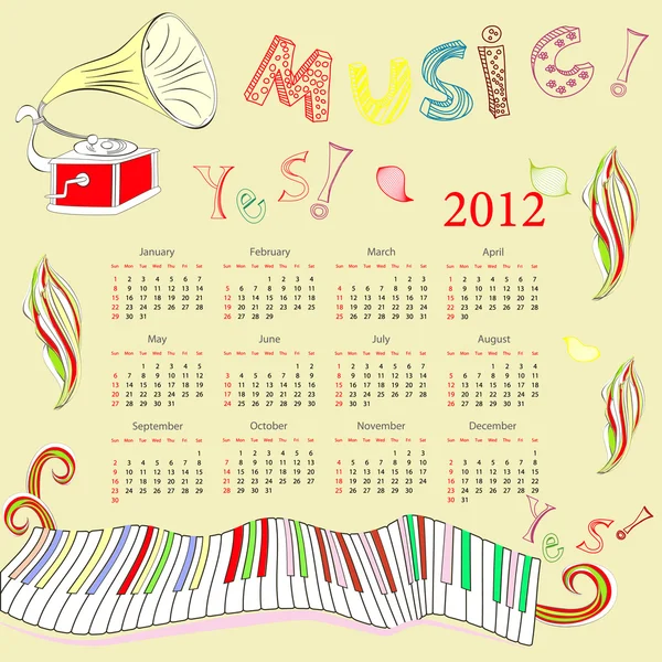 stock vector Original calendar for 2012
