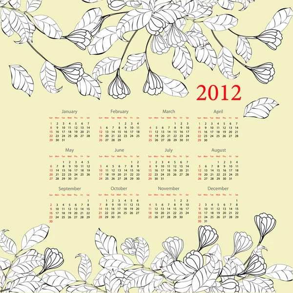 Calendrier décoratif pour 2012 — Image vectorielle