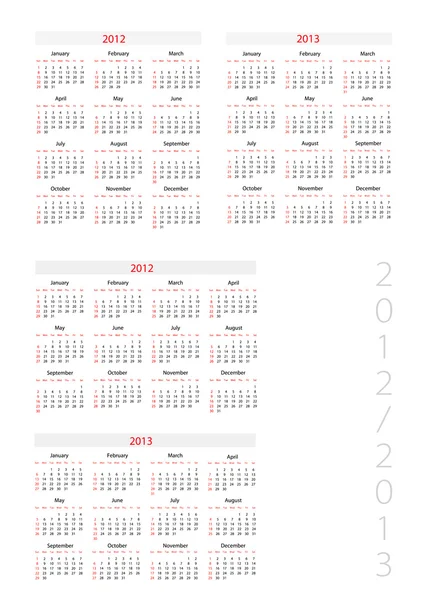 テンプレート敵カレンダー 2012年-2013 — ストックベクタ