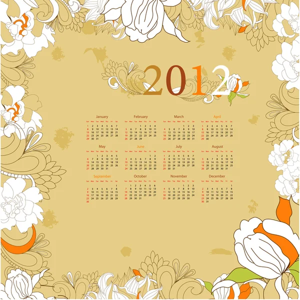 Ρετρό στυλιζαρισμένη ημερολόγιο για το 2012 — Διανυσματικό Αρχείο