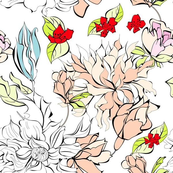 Papier peint sans couture avec des fleurs — Image vectorielle