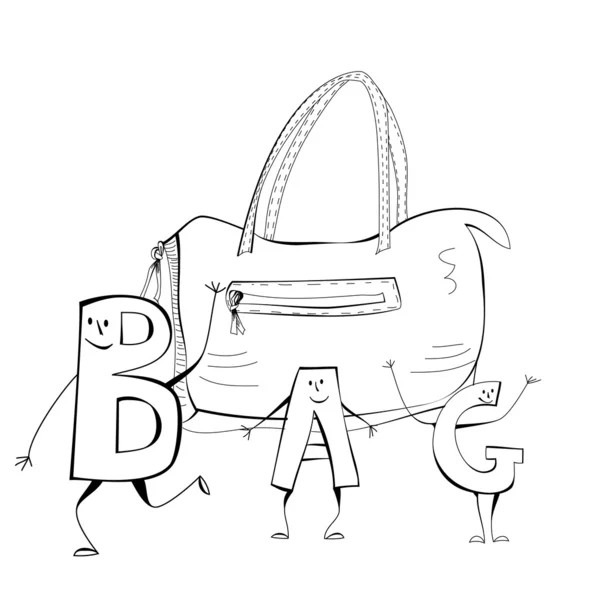 Σκίτσο με τσάντα — Διανυσματικό Αρχείο