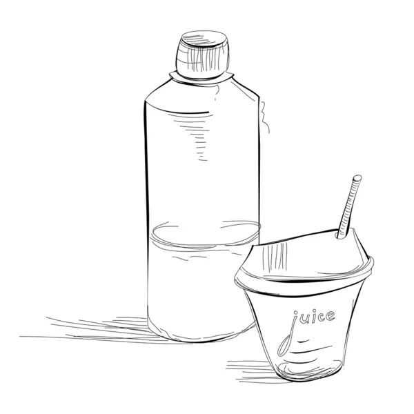 ボトルやジュースのガラス — ストックベクタ