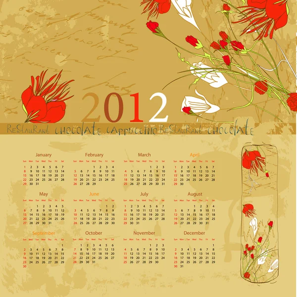 Plantilla vintage para el calendario 2012 — Archivo Imágenes Vectoriales