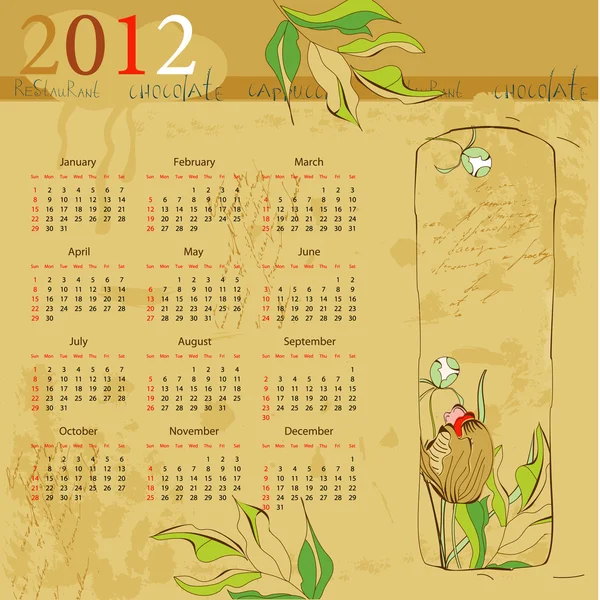 Ročník šablona pro kalendář 2012 — Stockový vektor