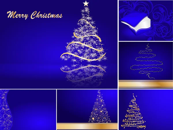 一連の様式化されたクリスマス カード — ストックベクタ