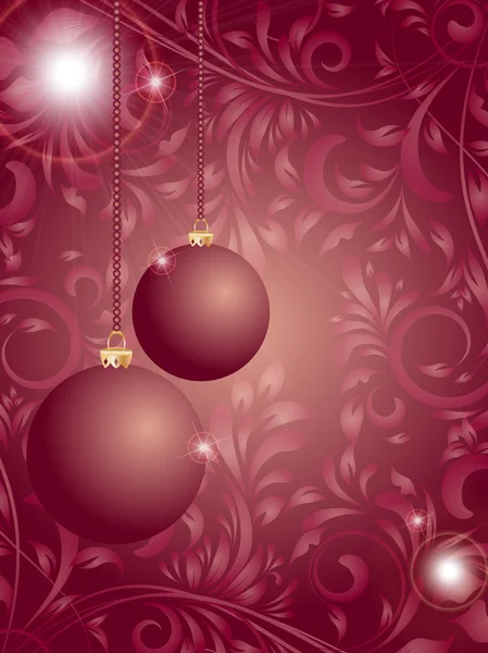 Kerstmis bal en boom op bloem decoratieve abstractie backgro — Stockvector
