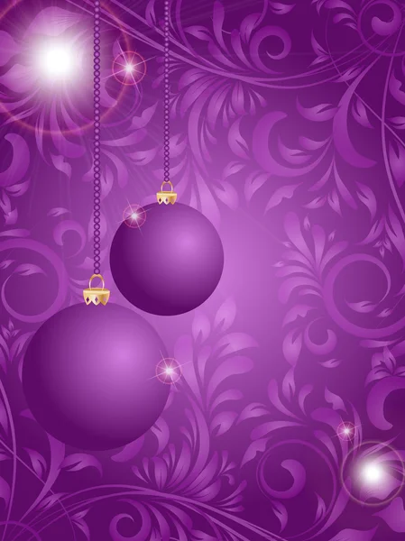 圣诞球和树上花朵装饰抽象 backgro — 图库矢量图片