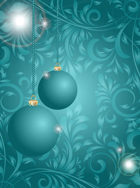Різдвяний м'яч і дерево на квітковій декоративній абстракції фон — стоковий вектор
