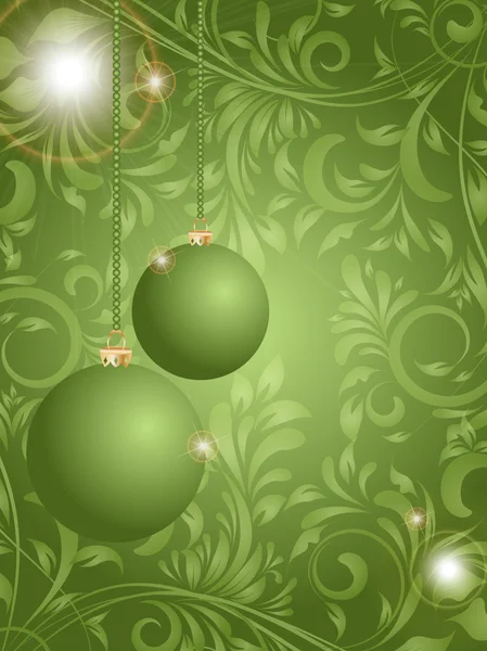 Різдвяний м'яч і дерево на квітковій декоративній абстракції фон — стоковий вектор