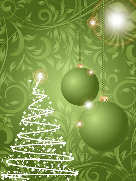 Bola de Navidad y árbol en flor abstracción decorativa backgro — Archivo Imágenes Vectoriales