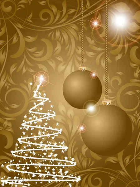 Bola de Natal e árvore na flor backgro abstração decorativa — Vetor de Stock