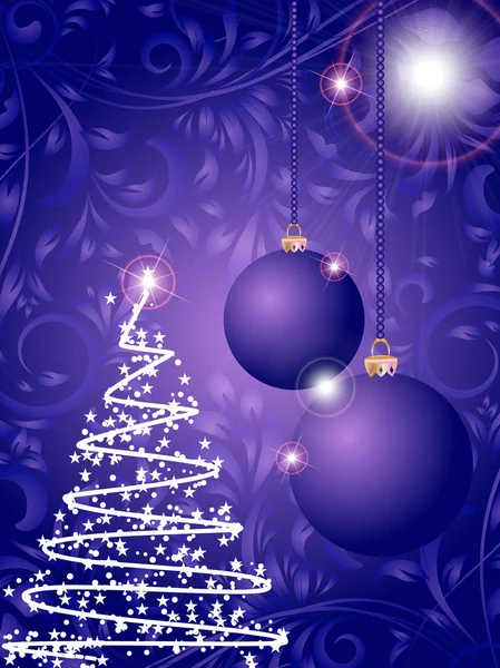 クリスマス ボールと花の装飾的な抽象化 backgro の木 — ストックベクタ