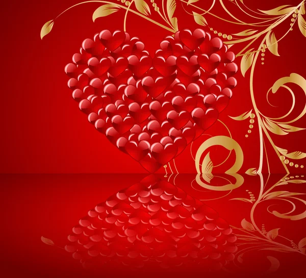 Heiliger Valentinstag Herz blumig abstrakt Hintergrund — Stockvektor