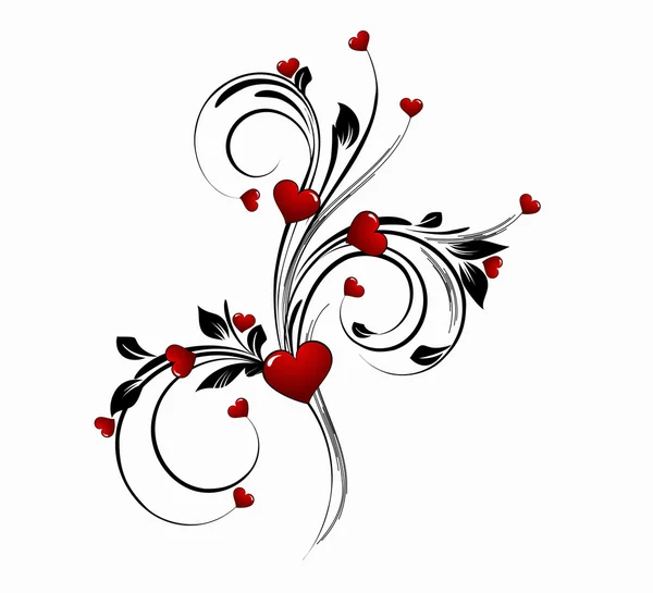 San Valentín Corazón Floral Abstracto Fondo — Archivo Imágenes Vectoriales
