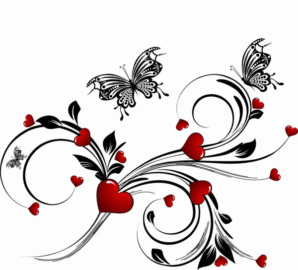 Αγίου Βαλεντίνου καρδιά floral αφηρημένα φόντο — Διανυσματικό Αρχείο