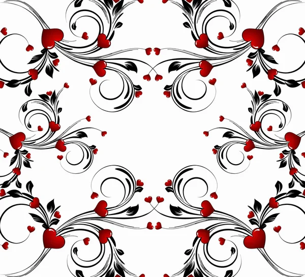 Saint Valentin Coeur Floral Abstrait Fond — Image vectorielle