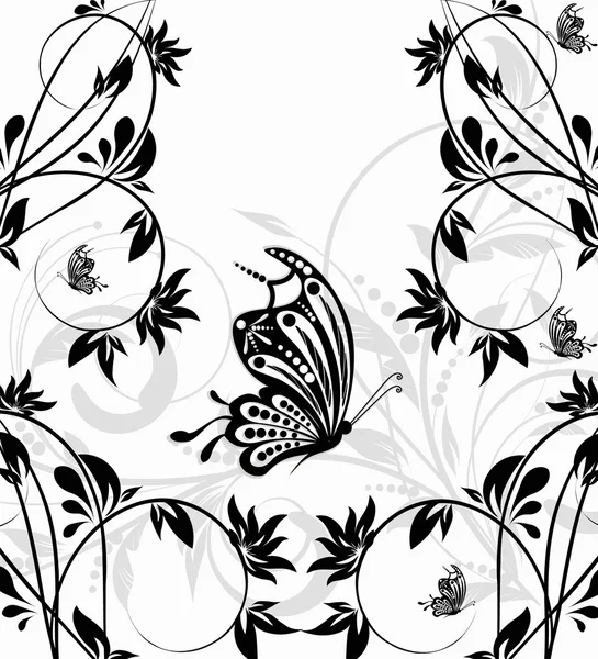 Saint Valentines Day Heart Floral Abstract Background Butterfly — Stock Vector