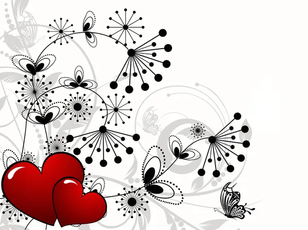 Dia de São Valentim coração floral abstrato fundo com butte — Vetor de Stock