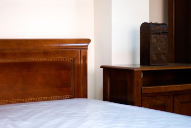 Klasik yatak odası detay mobilya detayları.