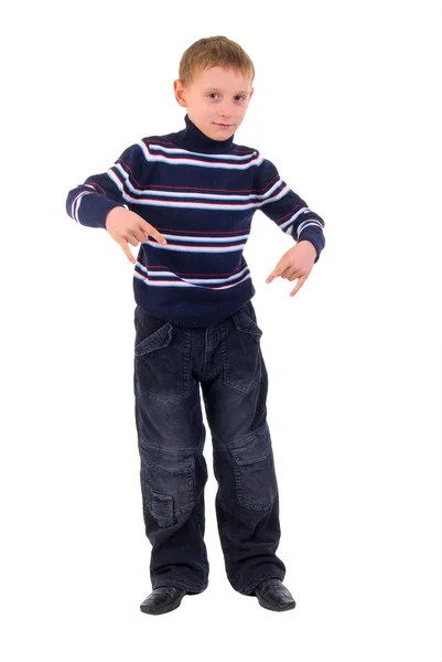 Gesture Little Boy. Studio Shoot Over White Background. — Stock Photo, Image