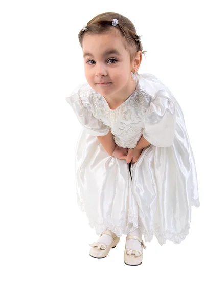 Menina Vestida Fada Princesa Estúdio Atirar Sobre Fundo Branco — Fotografia de Stock