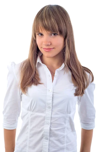 Teen Girl Portrait. Studio Shoot Over White Background. — Stock Photo, Image