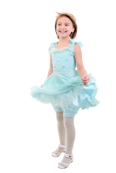Little Dancing Girl. Studio Shoot Over White Background. — Stock Photo, Image