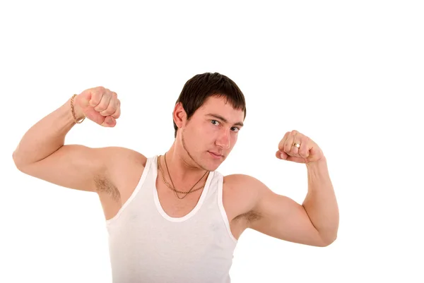 Muscular Young Man Portrait Studio Shoot White Background — Stock Photo, Image