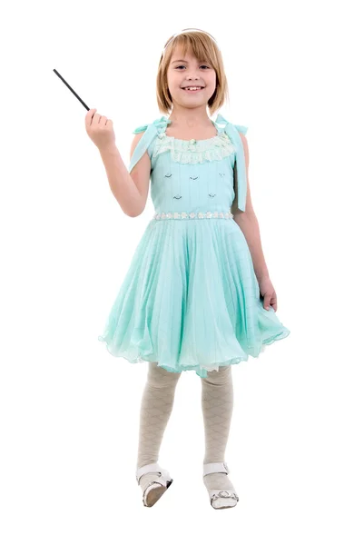 Kis lány öltözött, tündér vagy princess. Stúdió hajtás felett Pünkösd — Stock Fotó