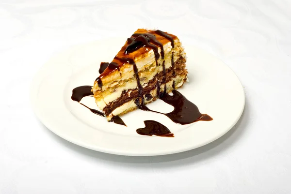 Nice Tasty Chokolate Cake White Plate — Stock Photo, Image