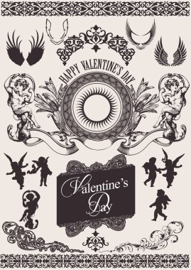 Vector set. Valentine's Design Elements. Elements For Page Decoration clipart