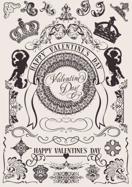 Vector set. Valentine's Design Elements. Elements For Page Decoration clipart