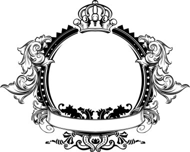 One Color Crown Vintage Ornate Curves Sign