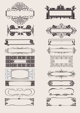 Set Of Vector Frames Ornament Elements In Antique Style. clipart